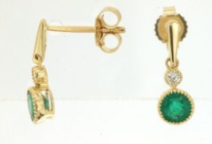 14K/Y GOLD DIA 0.06CT EM 0.62CT EARRING RYM