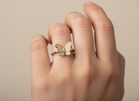 14K/Y GOLD DIAMOND 0.13CT BUTTERFLY RING