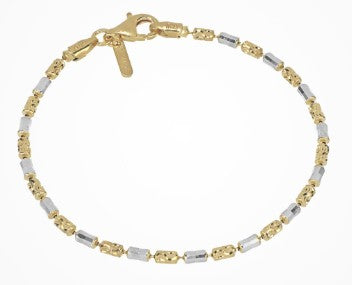 Ladies Italian Silver Two Tone Tarnish Resistant Bracelet 7.5"