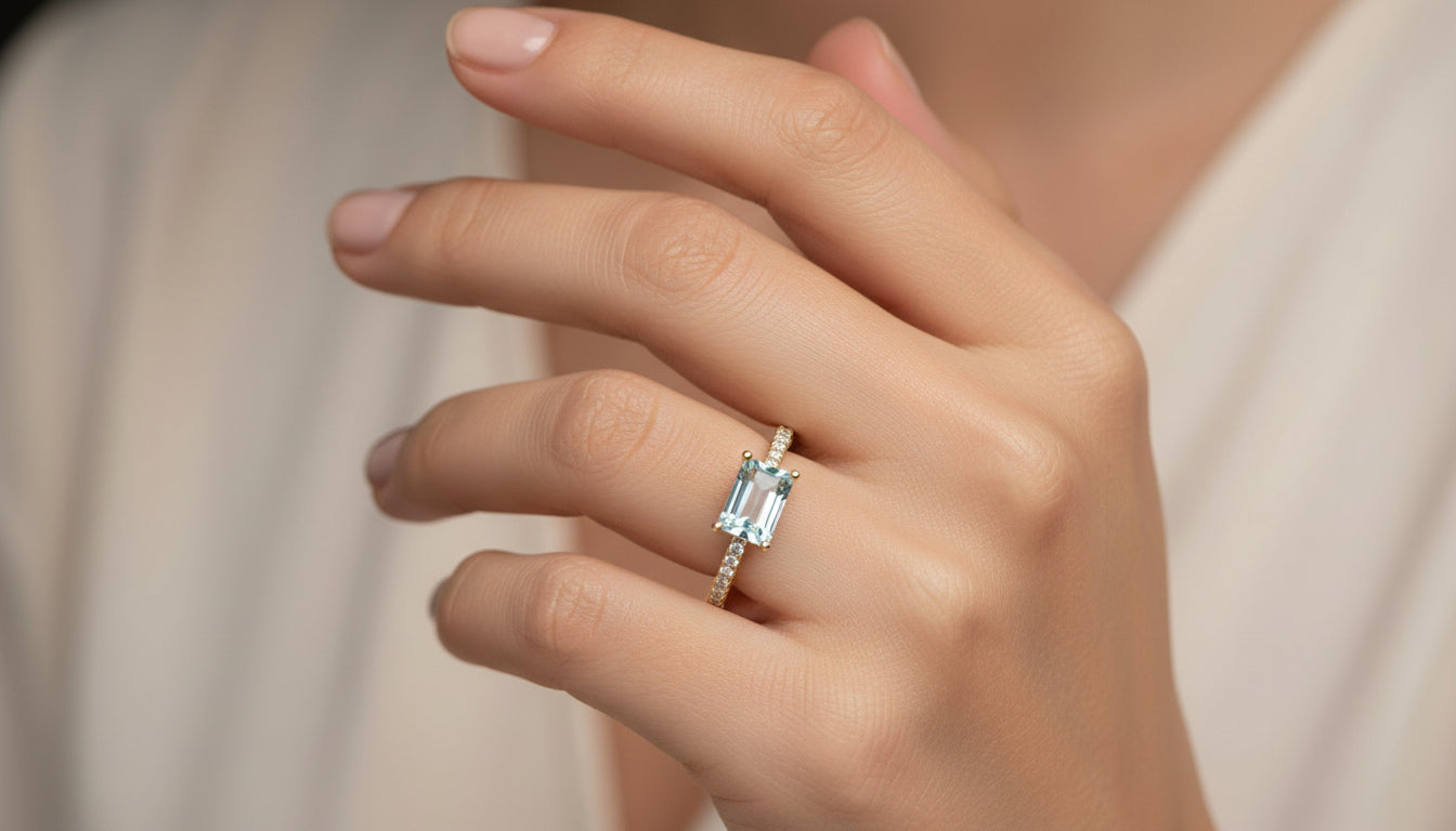 14K/Y GOLD GREEN AMETHYST 0.50CT DIA0 RING .08CT RYM LR