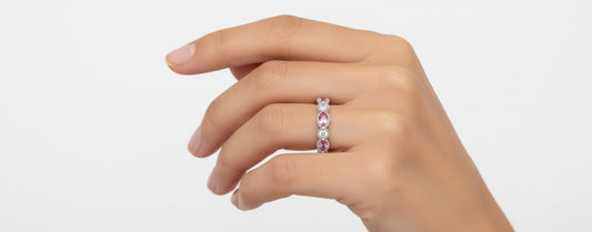 14K/WHITE GOLD DIAMOND 0.28CT PINK SAPPHIRE 0.48CT RING RYM LR