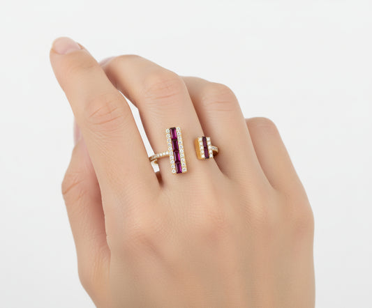 14K YELLOW GOLD DIAMOND 0.14 CTW RUBY 0.22 CTW LADIES RING