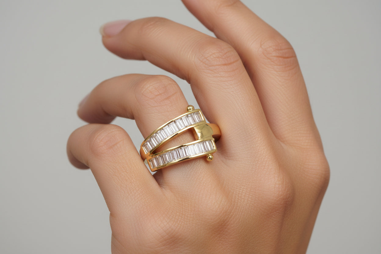 14K YELLOW GOLD DIAMOND BAND 1.00 CTW BAGUETTES