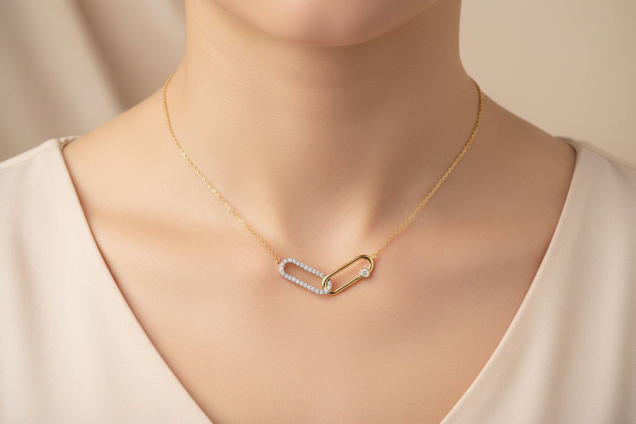 14K YELLOW GOLD DIAMOND NECKLACE 0.25 CTW