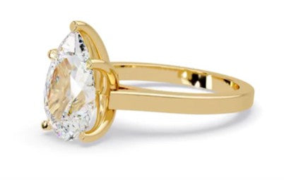 14k Yellow Gold Lab Created 3 ctw D VS2 Pear Shape with Cathedral Setting