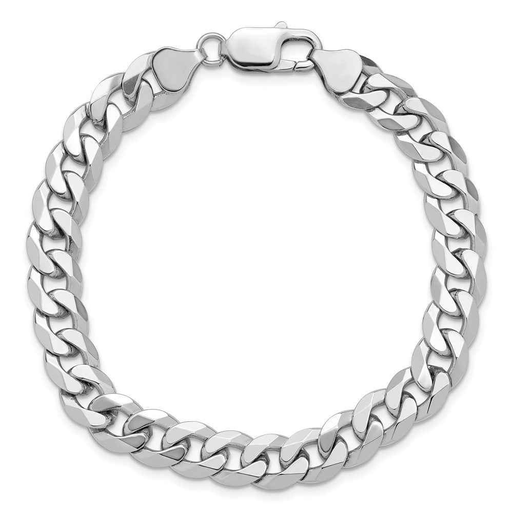 14K White Gold 8 inch 8.5mm Flat Beveled Curb with Lobster Clasp Bracelet
