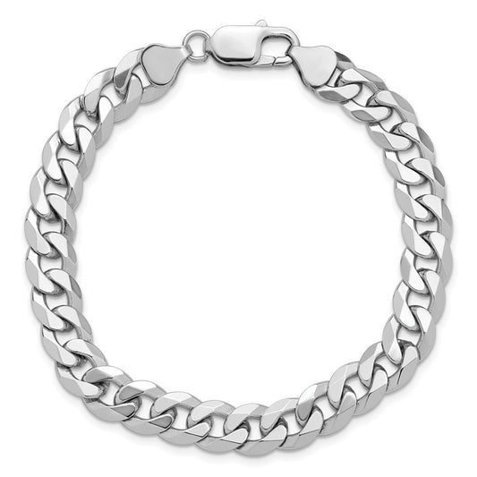 14K White Gold 8 inch 8.5mm Flat Beveled Curb with Lobster Clasp Bracelet