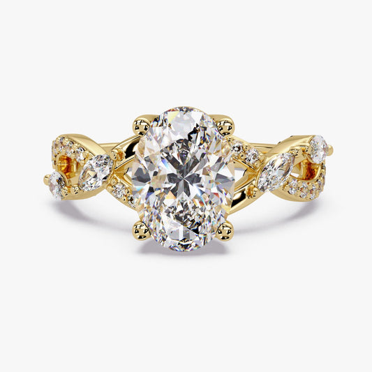 14k Yellow Gold Lab Created Diamond Engagement center Stone Oval 1.56 ctw F VSI