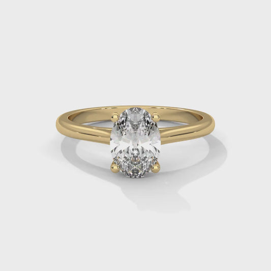 14k Yellow Gold Lab Created Oval Diamond 2 ctw D IDL Engagement Ring