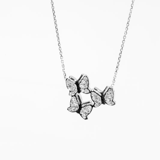 14kt White Gold Diamond Butterfly Necklace