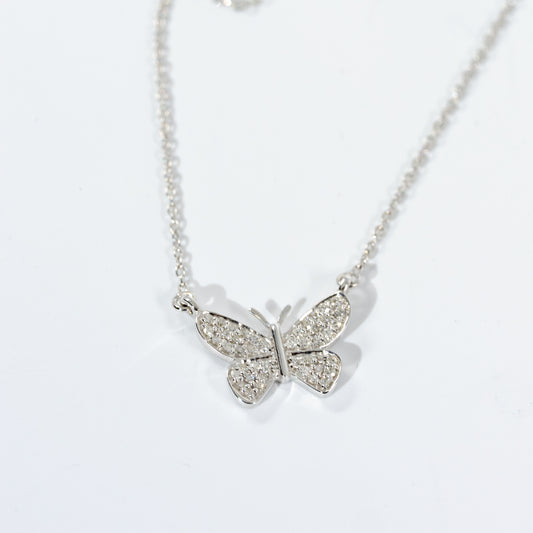 14kt White Gold Butterfly Diamond Necklace