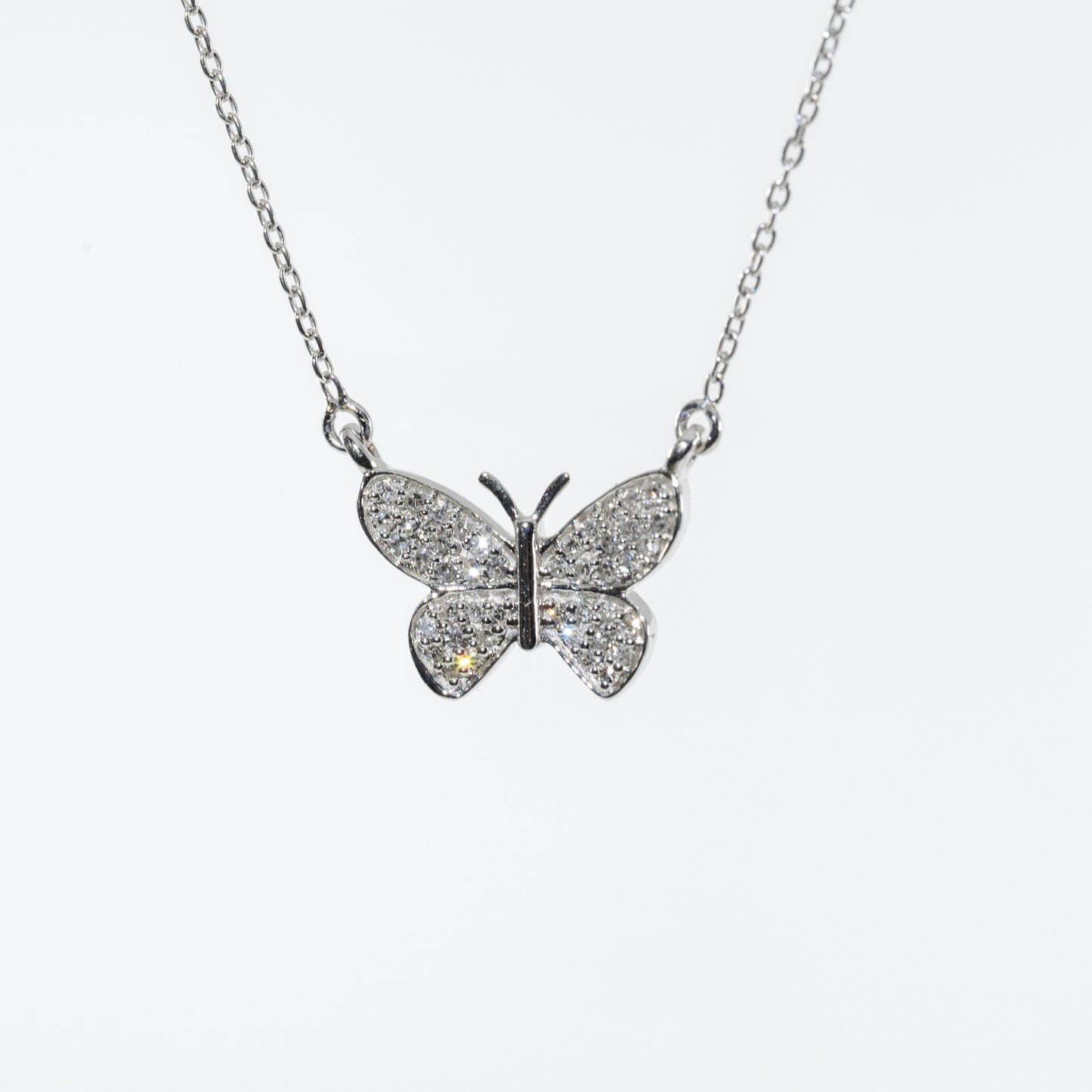 14kt White Gold Butterfly Diamond Necklace