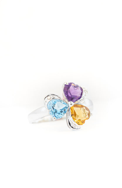 14kt White Gold Tri-Color Ladies Ring