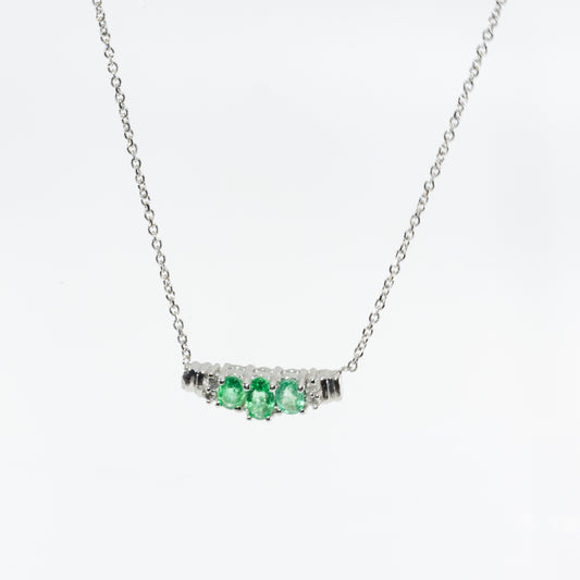 14kt White Gold Emerald Necklace