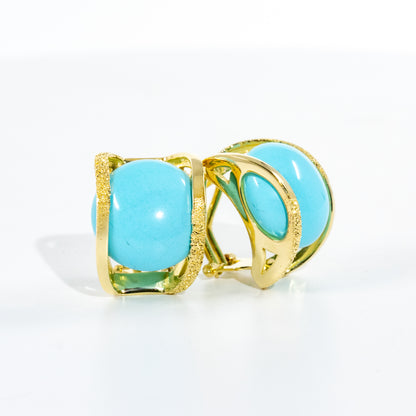 18kt Yellow Gold Turquoise Earrings