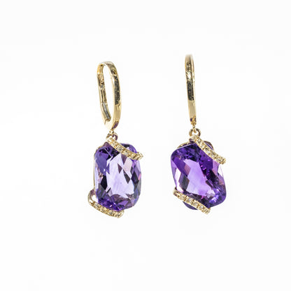 14kt Yellow Gold Amethyst Stone Earrings