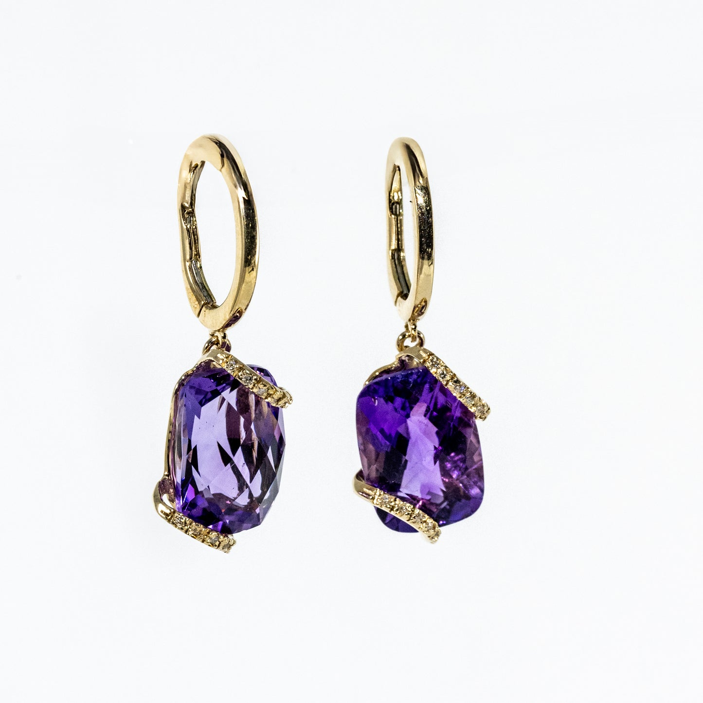 14kt Yellow Gold Amethyst Stone Earrings