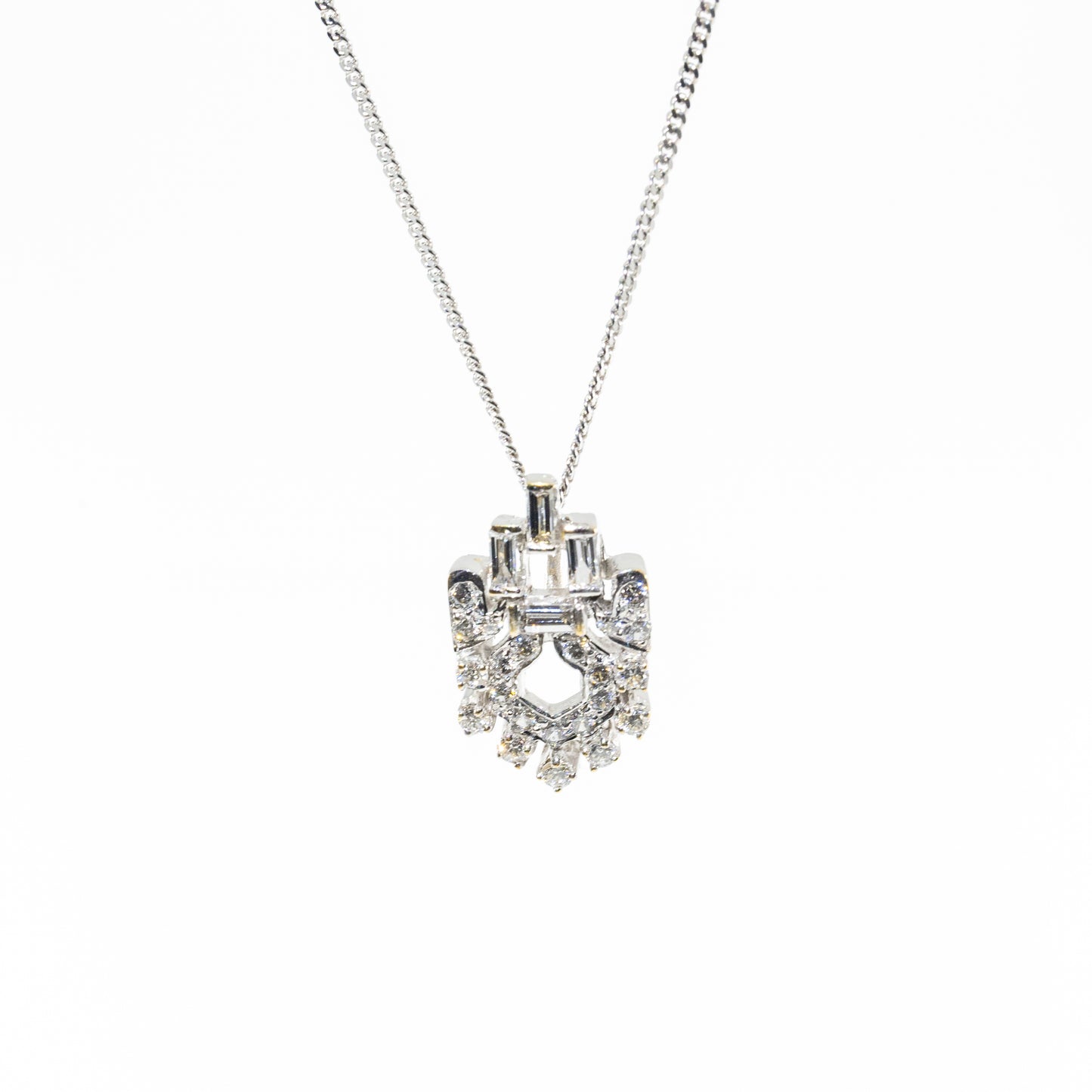 14kt White Gold Diamond Pendant and 18inch Chain