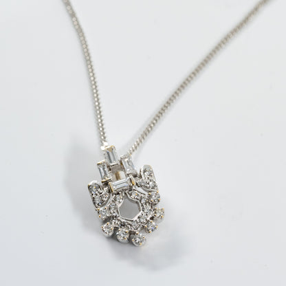 14kt White Gold Diamond Pendant and 18inch Chain