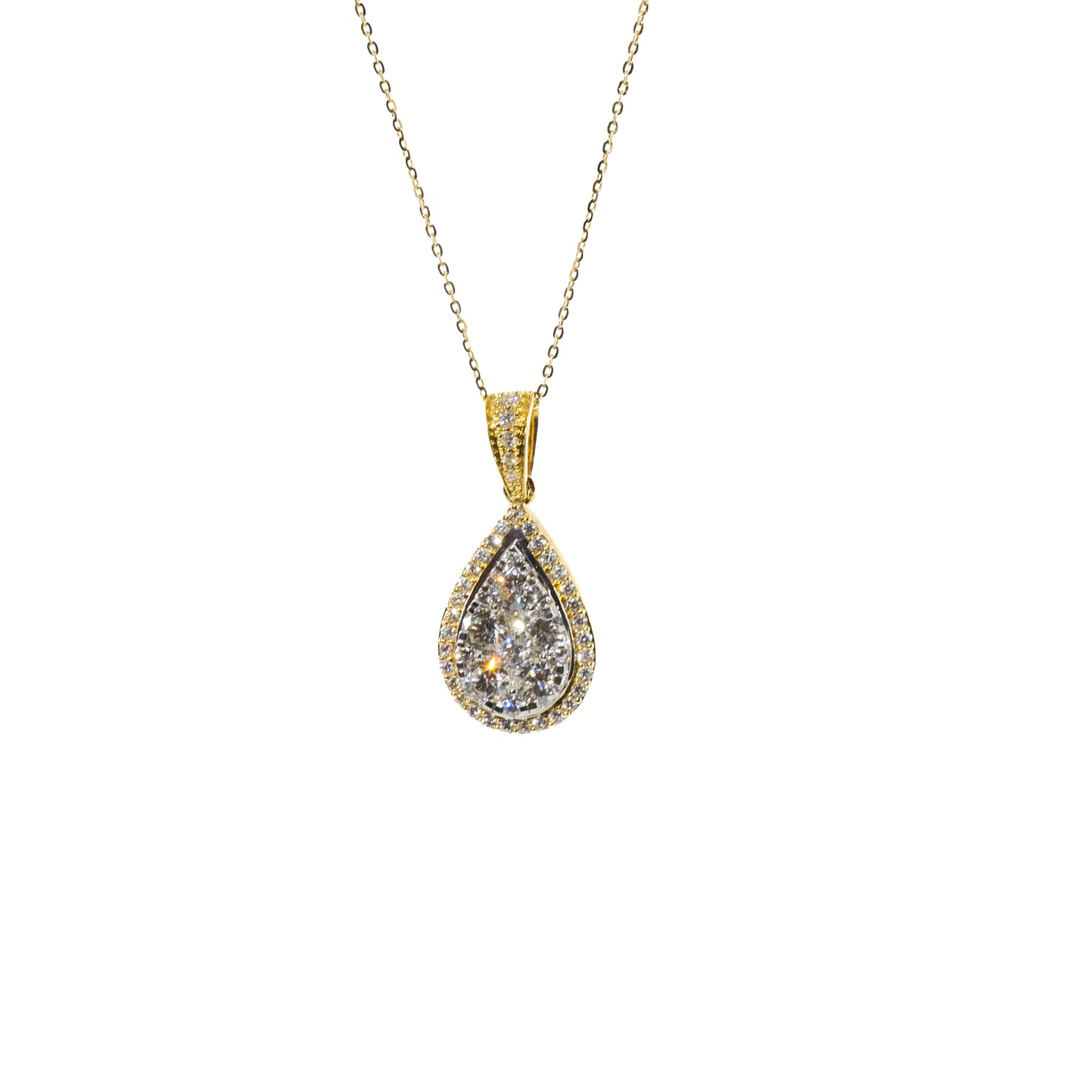 18kt Yellow Gold Diamond Pendant 2.20 ct Centerpiece