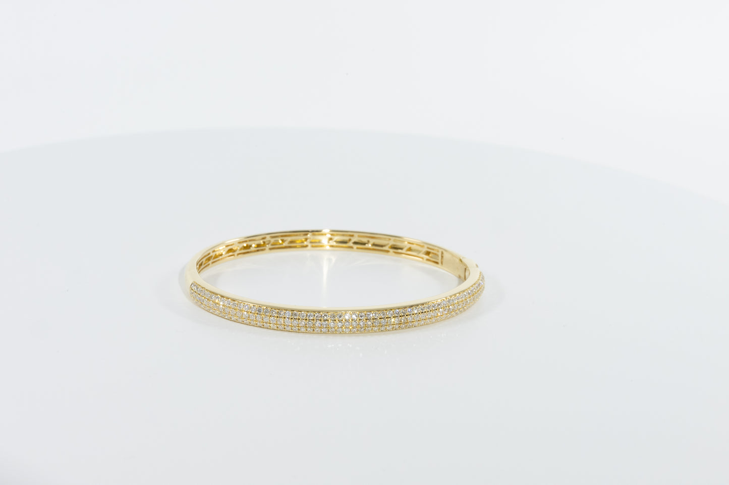 18kt Yellow Gold Diamond Bangle, 3 rows of diamonds