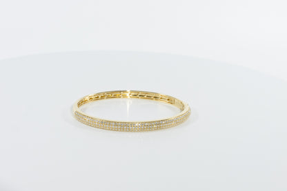 18kt Yellow Gold Diamond Bangle, 3 rows of diamonds