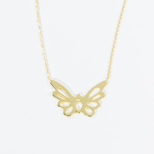 14kt Yellow Gold Butterfly Necklace