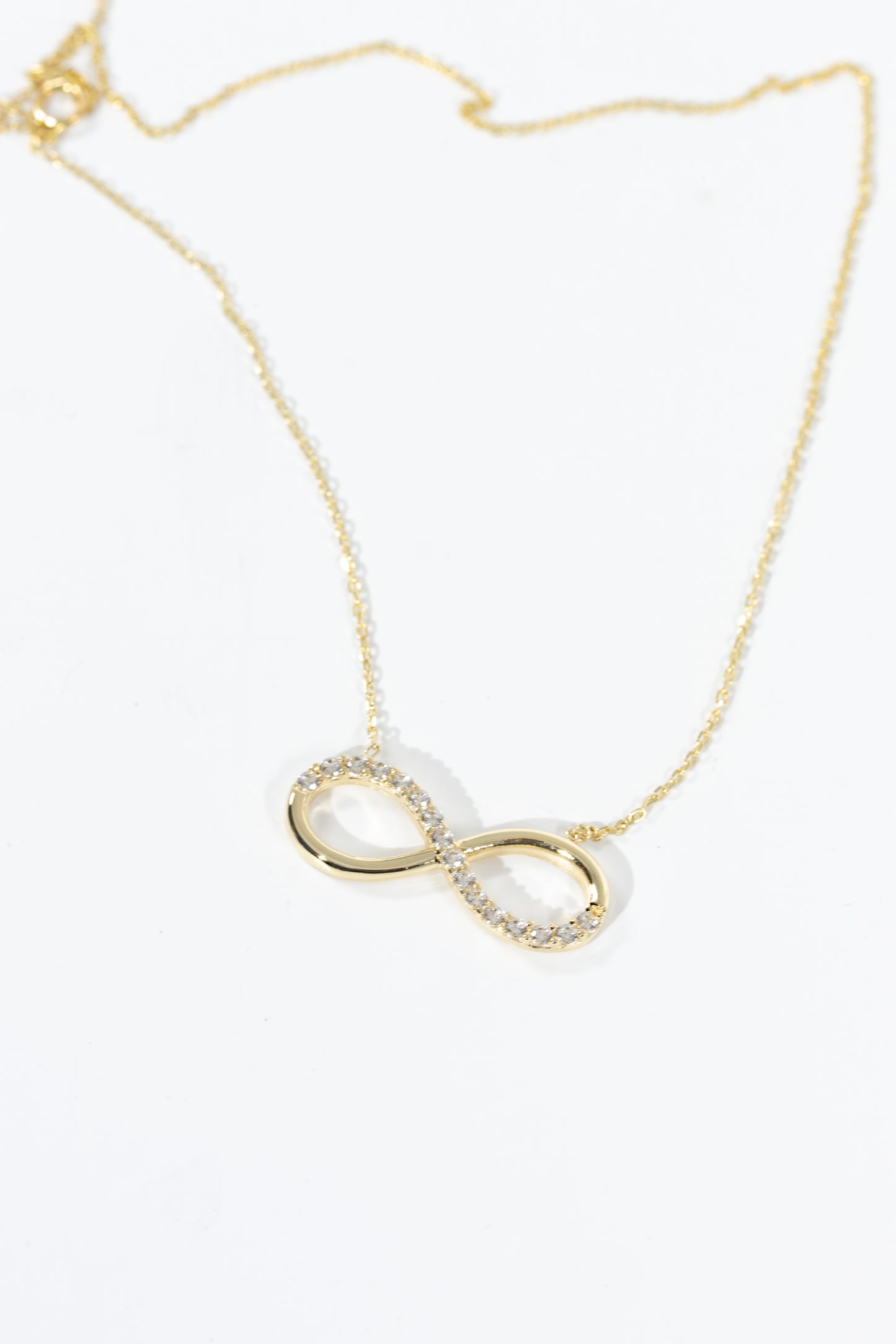 14kt Yellow Gold CZ Infinity Necklace