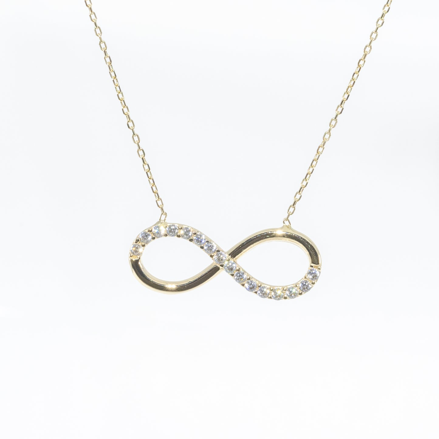 14kt Yellow Gold CZ Infinity Necklace