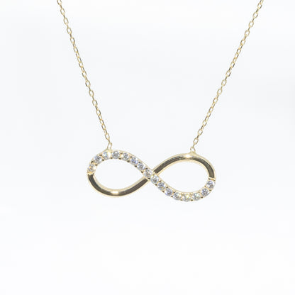 14kt Yellow Gold CZ Infinity Necklace