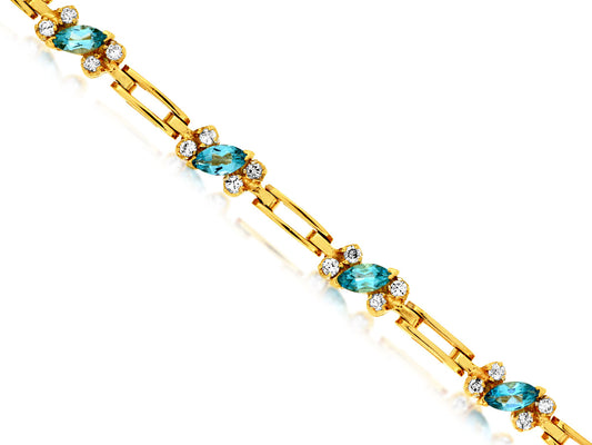 14kt Yellow Gold Diamond and Gemstone Bracelet