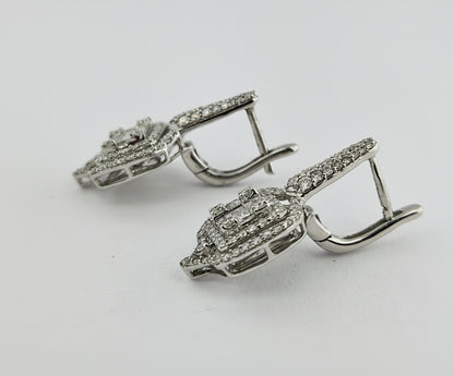 18K/Y GOLD D0.48CT G-VS-SI EM 1.55CT SAV EAR 2.2DWT NATURAL DIAMOND EARRINGS