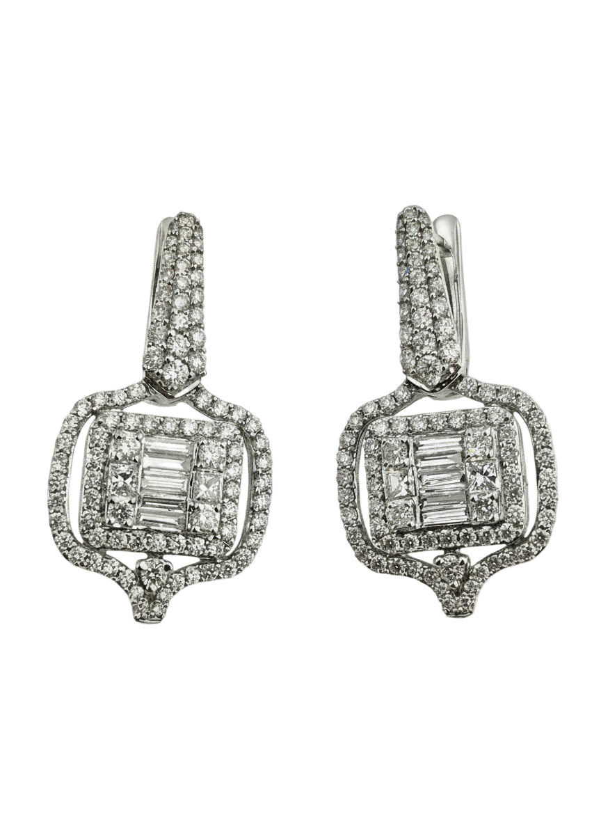 18K/Y GOLD D0.48CT G-VS-SI EM 1.55CT SAV EAR 2.2DWT NATURAL DIAMOND EARRINGS