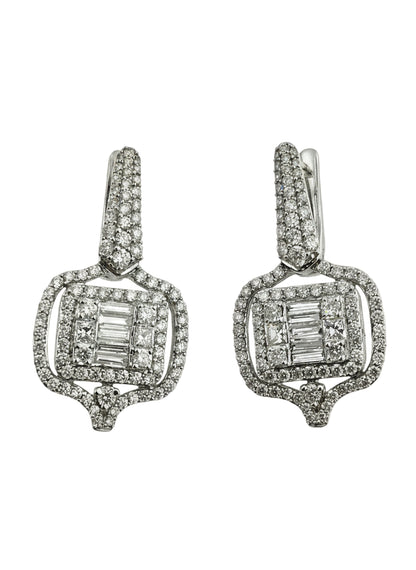 18K/Y GOLD D0.48CT G-VS-SI EM 1.55CT SAV EAR 2.2DWT NATURAL DIAMOND EARRINGS