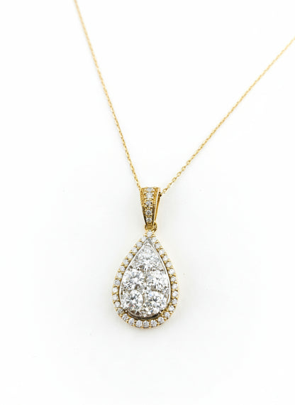 18K Yellow Gold Natural Diamond Pendant with Adjustable chain 2.20 ctw 4.2 dwt