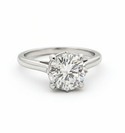 14k White Gold Moissanite Round Brilliant 1.57 ctw Engagement Ring