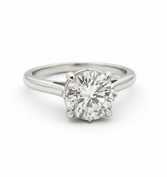 14k White Gold Moissanite Round Brilliant 1.57 ctw Engagement Ring