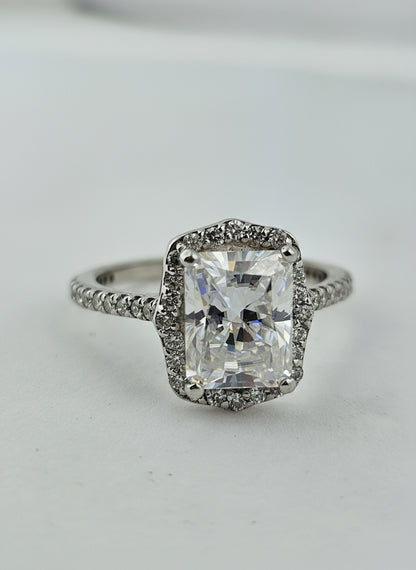 14k White Gold Moissanite  EF/ Pure 3.7 gram Engagement Ring