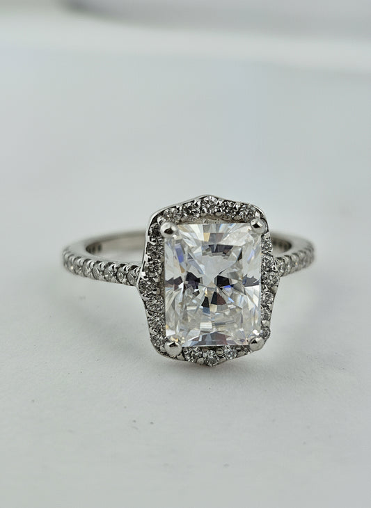 14k White Gold Moissanite  EF/ Pure 3.7 gram Engagement Ring