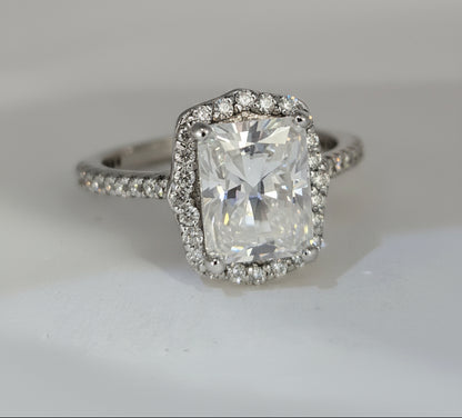 14k White Gold Moissanite  EF/ Pure 3.7 gram Engagement Ring