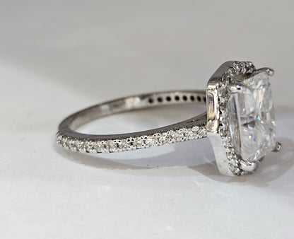 14k White Gold Moissanite  EF/ Pure 3.7 gram Engagement Ring