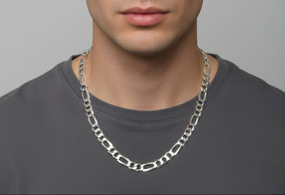 Men's 24" Flat Figaro Italian Silver Chain