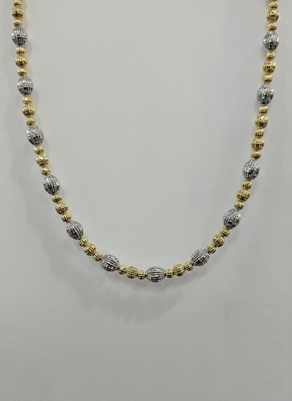 18" Ladies Crystal Bloom Italian Silver Two Tone Necklace