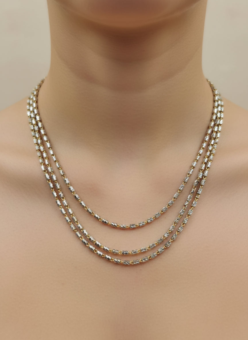 16" Ladies Layered  .925 Italian Silver Two Tone Necklace
