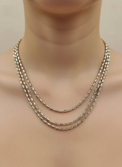 16" Ladies Layered  .925 Italian Silver Two Tone Necklace