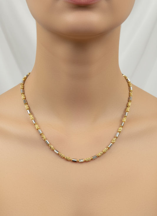 36" Ladies  Two Tone Italian Silver .925 Necklace