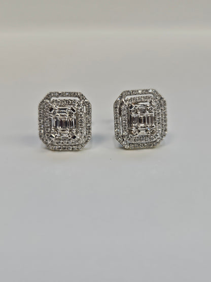 14k White Gold Diamond Earrings .50ctw Earrings 1.50 dwt