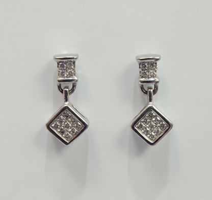 14k White Gold Diamond 0.30 ctw Dangle Earrings