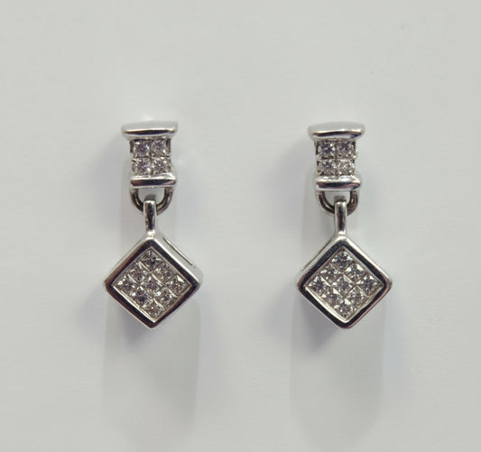 14k White Gold Diamond 0.30 ctw Dangle Earrings
