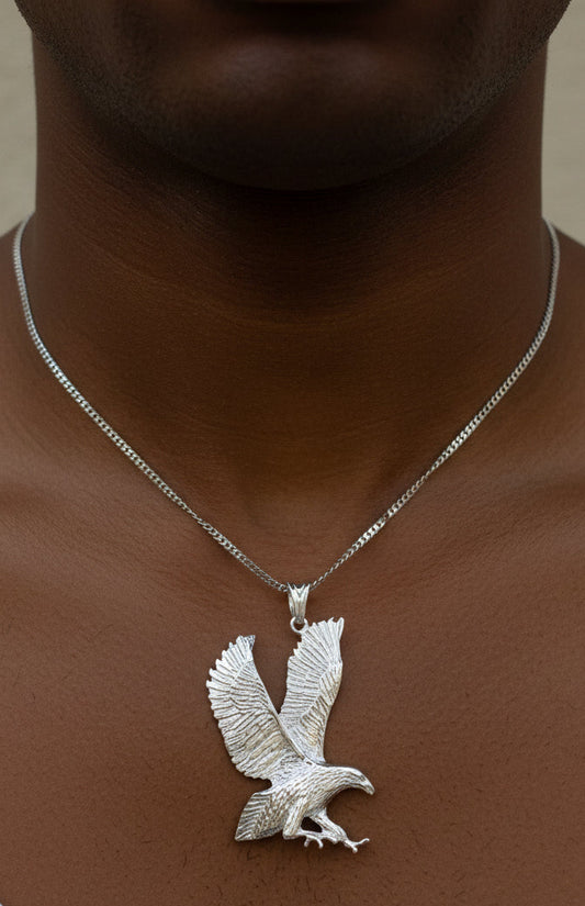 Sterling Silver Eagle pendant with 18 inches curb chain